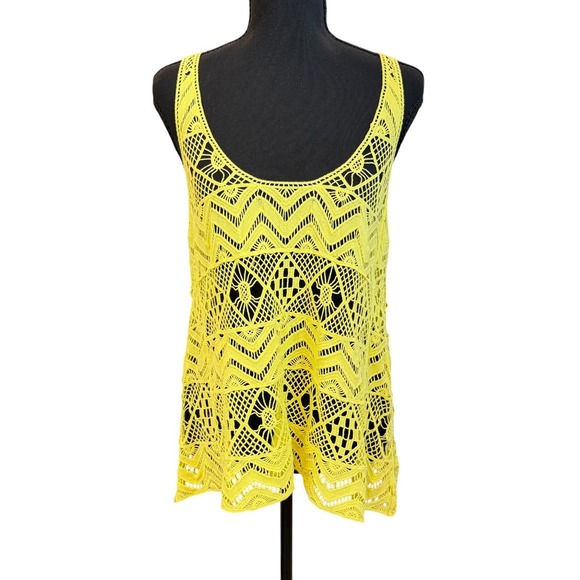 Patchington Tops - Patchington Womens Crochet Tank Top S Neon Yellow Resortwear Dopamine Dressing
